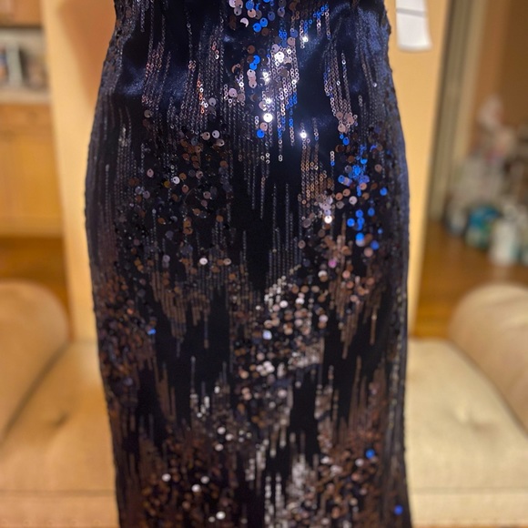 New with tags Jackie Jon midnight blue Sequins Velvet Dress - Picture 6 of 7